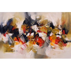 Mashkoor Raza, 24 x 36 Inch, Oil on Canvas, Abstract Painting, AC-MR-443